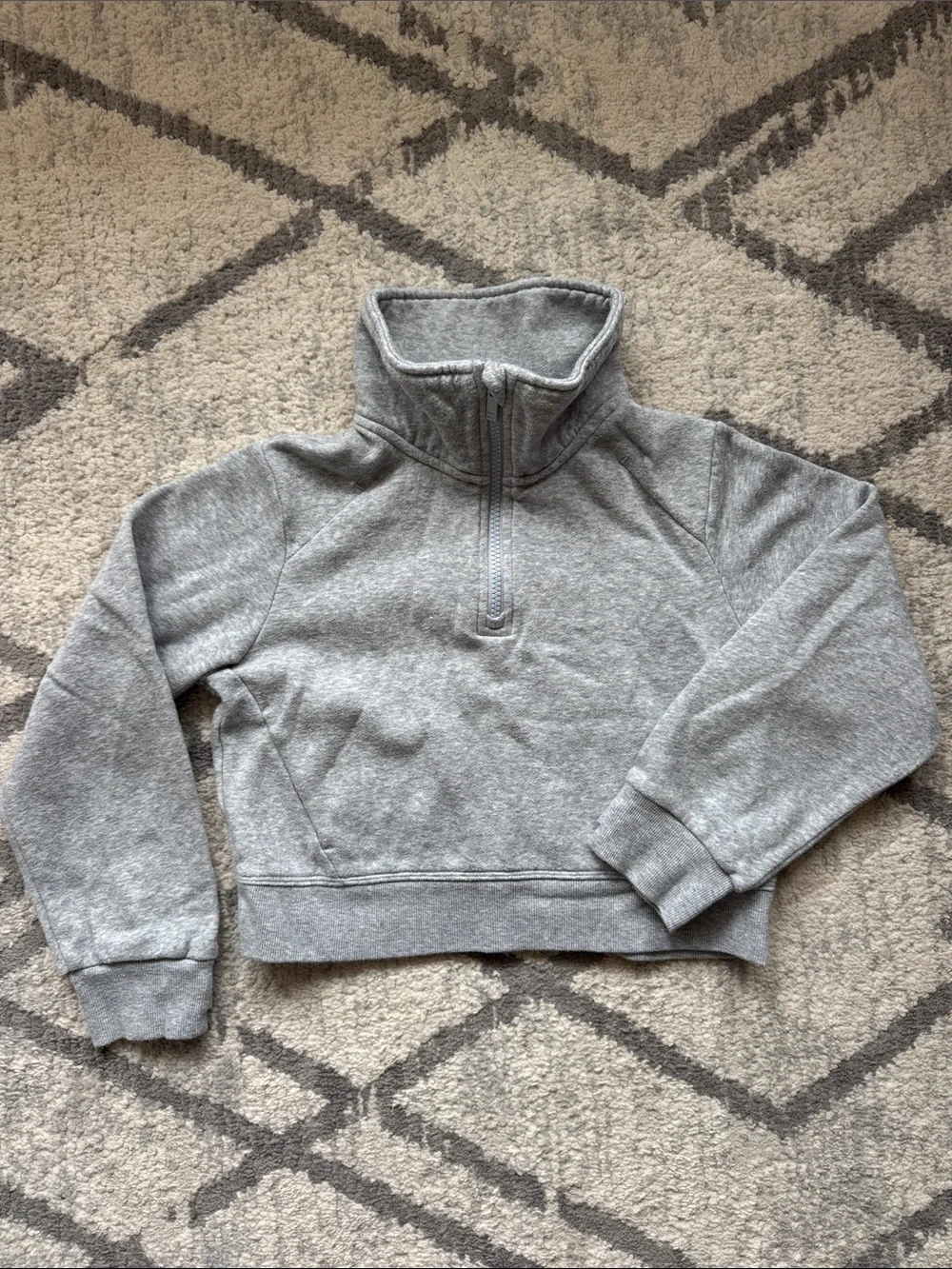 Gray Quarter-Zip Cropped Sweatshirt